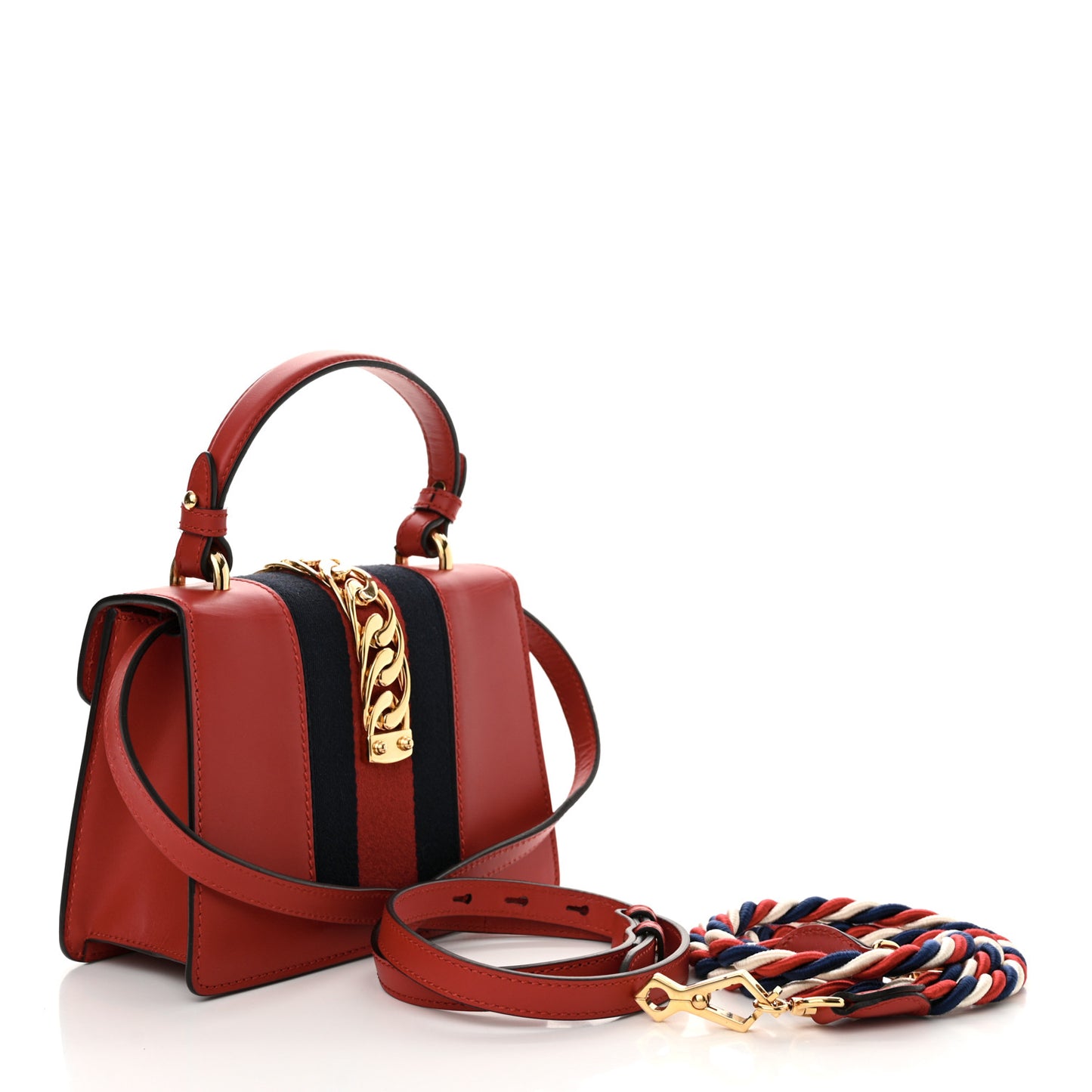 Calfskin Mini Sylvie Top Handle Bag Hibiscus Red