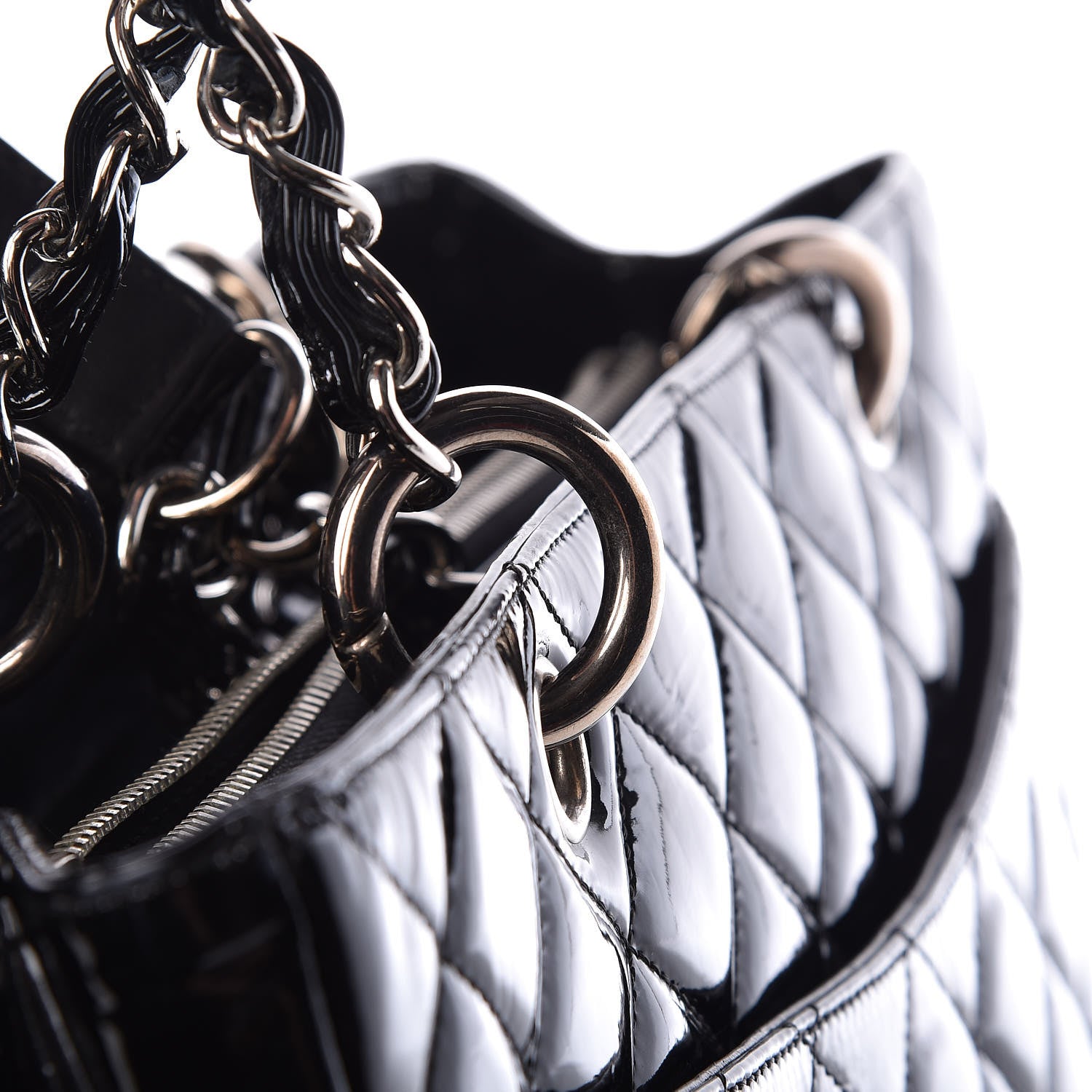 Chanel Patent Quilted Grand Shopping Tote GST Black 14 of 19