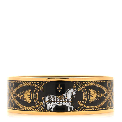 Hermes Enamel Printed Wide Grand Apparat Bracelet 65 Black 3 of 5