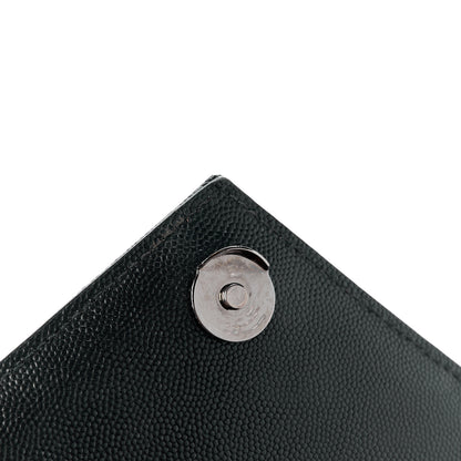 Saint Laurent Grain De Poudre Textured Mixed Matelasse Triquilt Medium Monogram Monochrome Satchel Black 14 of 15