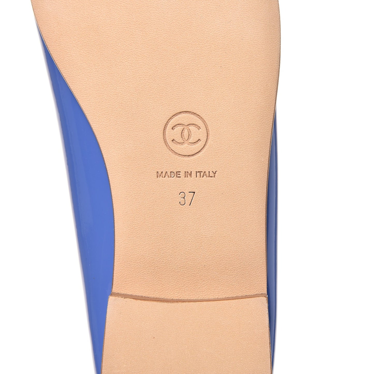 Calfskin Patent CC Cap Toe Ballerina Flats 37 Blue