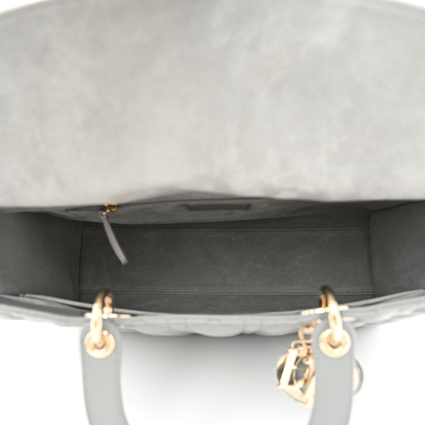 Lambskin Cannage Large Lady Dior Stone Grey