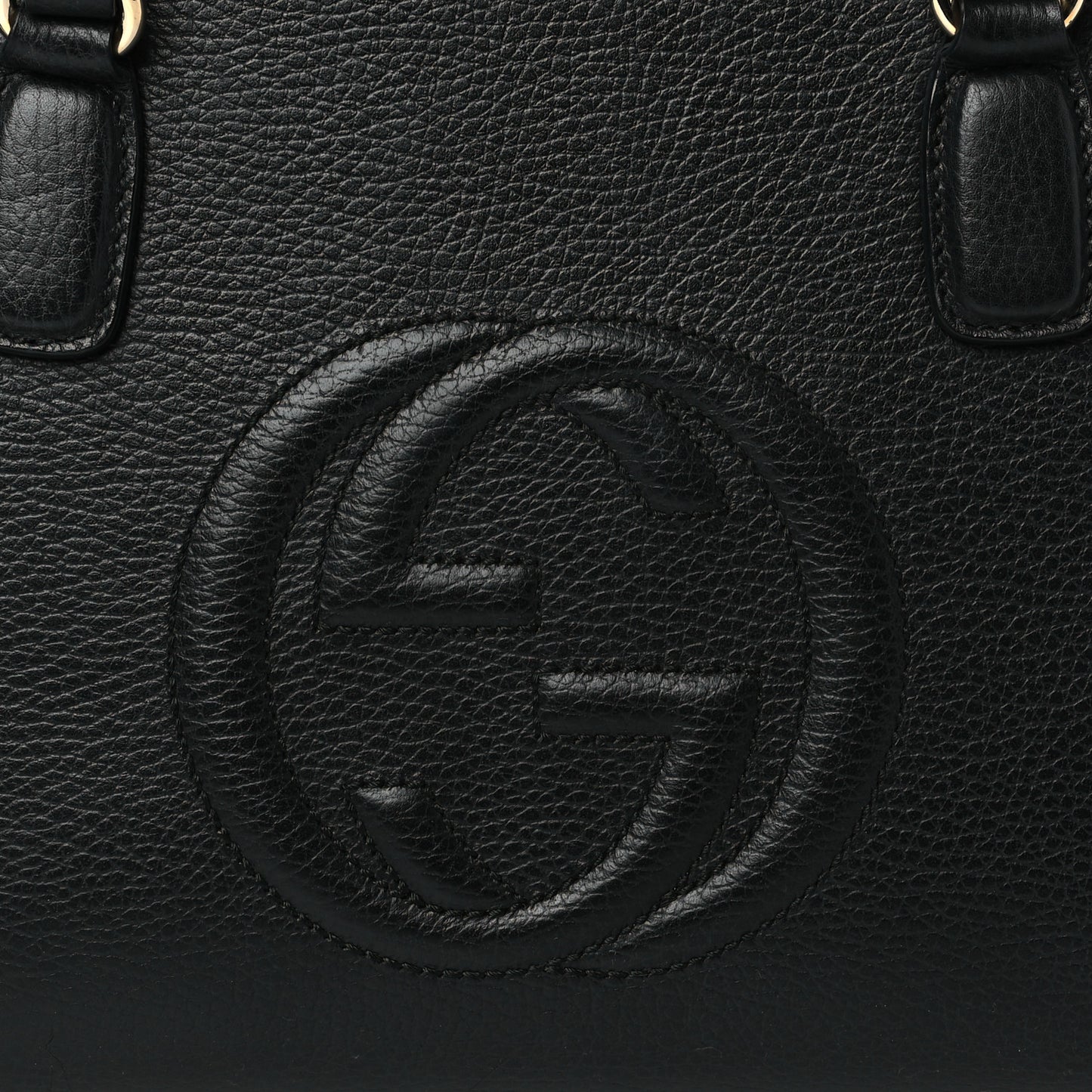 Pebbled Calfskin Medium Soho Top Handle Satchel Black