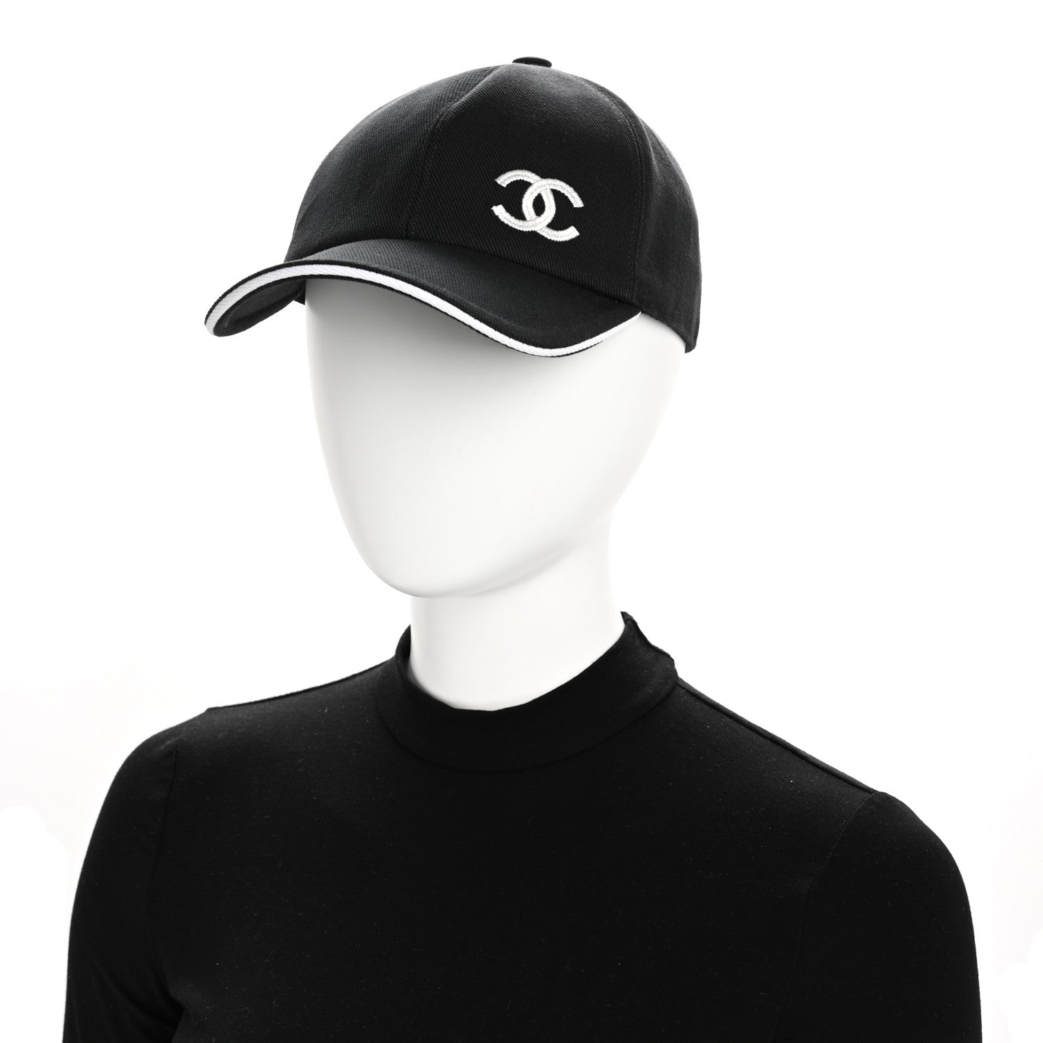 Chanel Cotton CC Cap Hat Black White 2 of 8