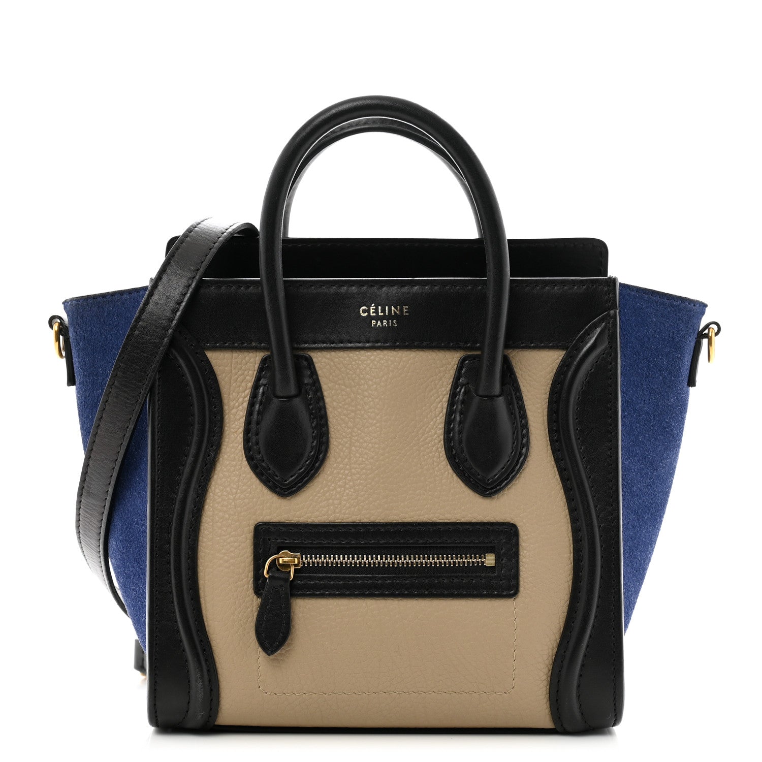 Celine Elephant Calfskin Suede Tri-color Nano Luggage Sand 1 of 13