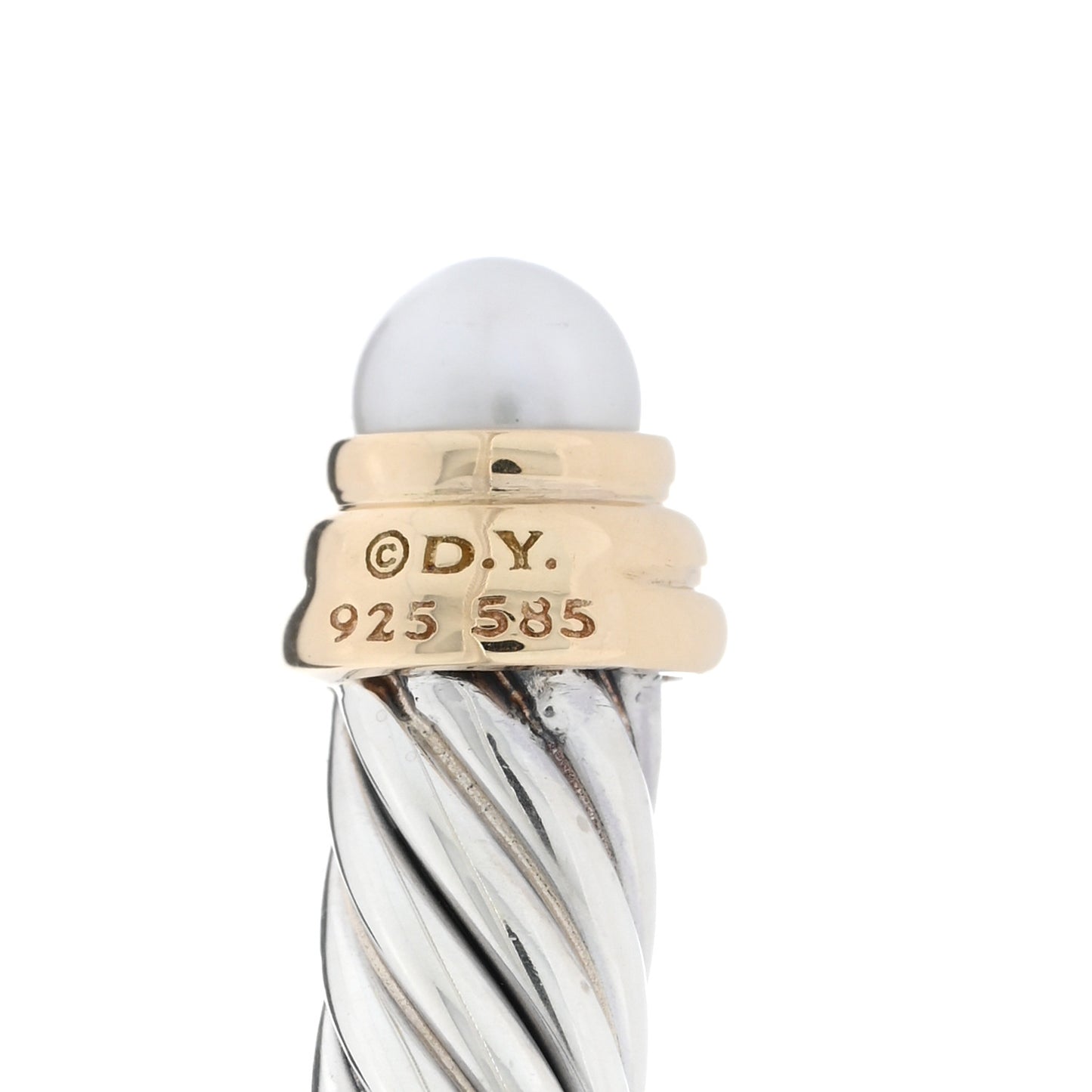 Sterling Silver 14K Yellow Gold Pearl 5mm Cable Classics Petite Color Bracelet