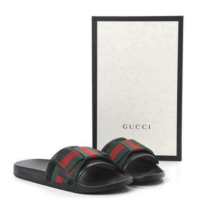 Gucci Satin Web Bow Slide Sandals 40 Black 9 of 9