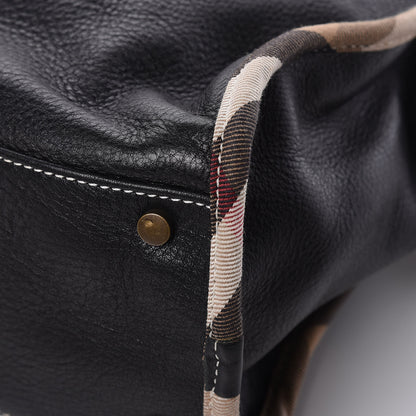 Burberry Grainy Calfskin Nova Check Tote Black 10 of 13