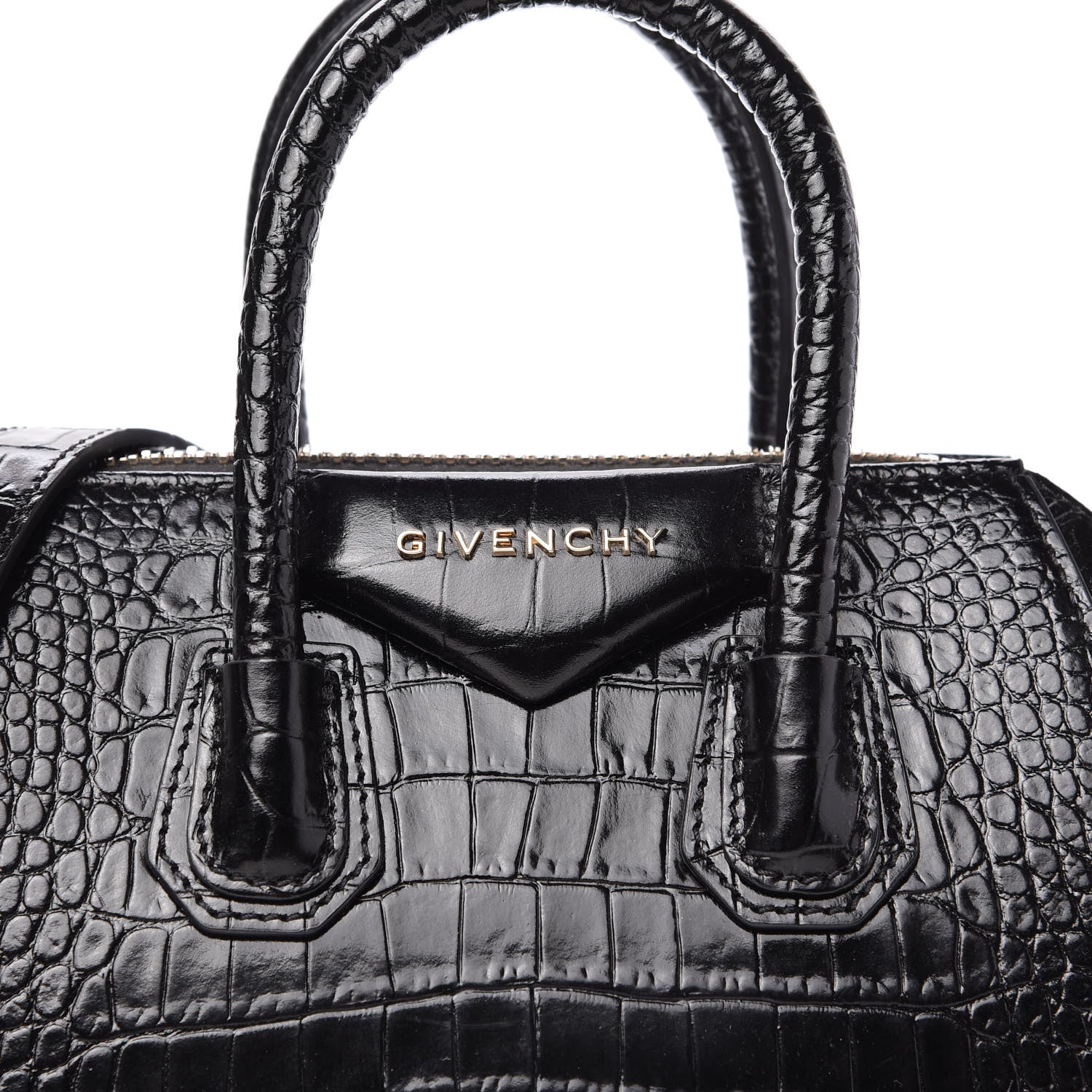 Givenchy Calfskin Crocodile Embossed Mini Antigona Black 10 of 10