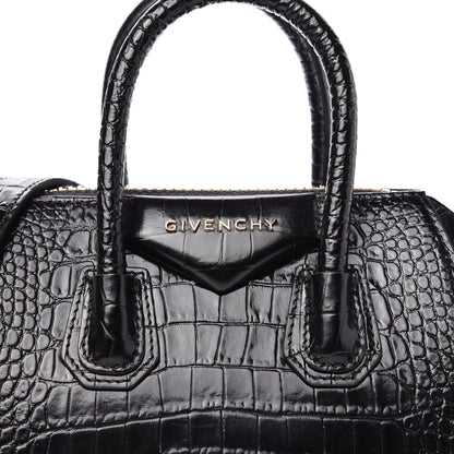 Givenchy Calfskin Crocodile Embossed Mini Antigona Black 10 of 10