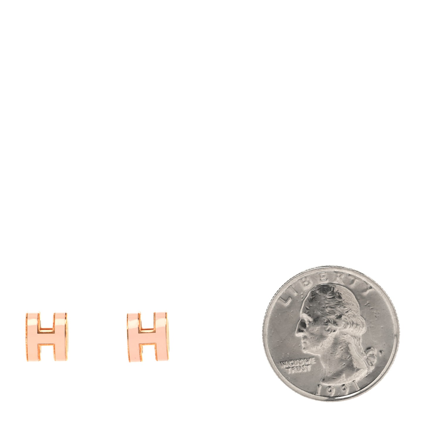 Rose Gold Lacquered Mini Pop H Earrings Rose Dragee