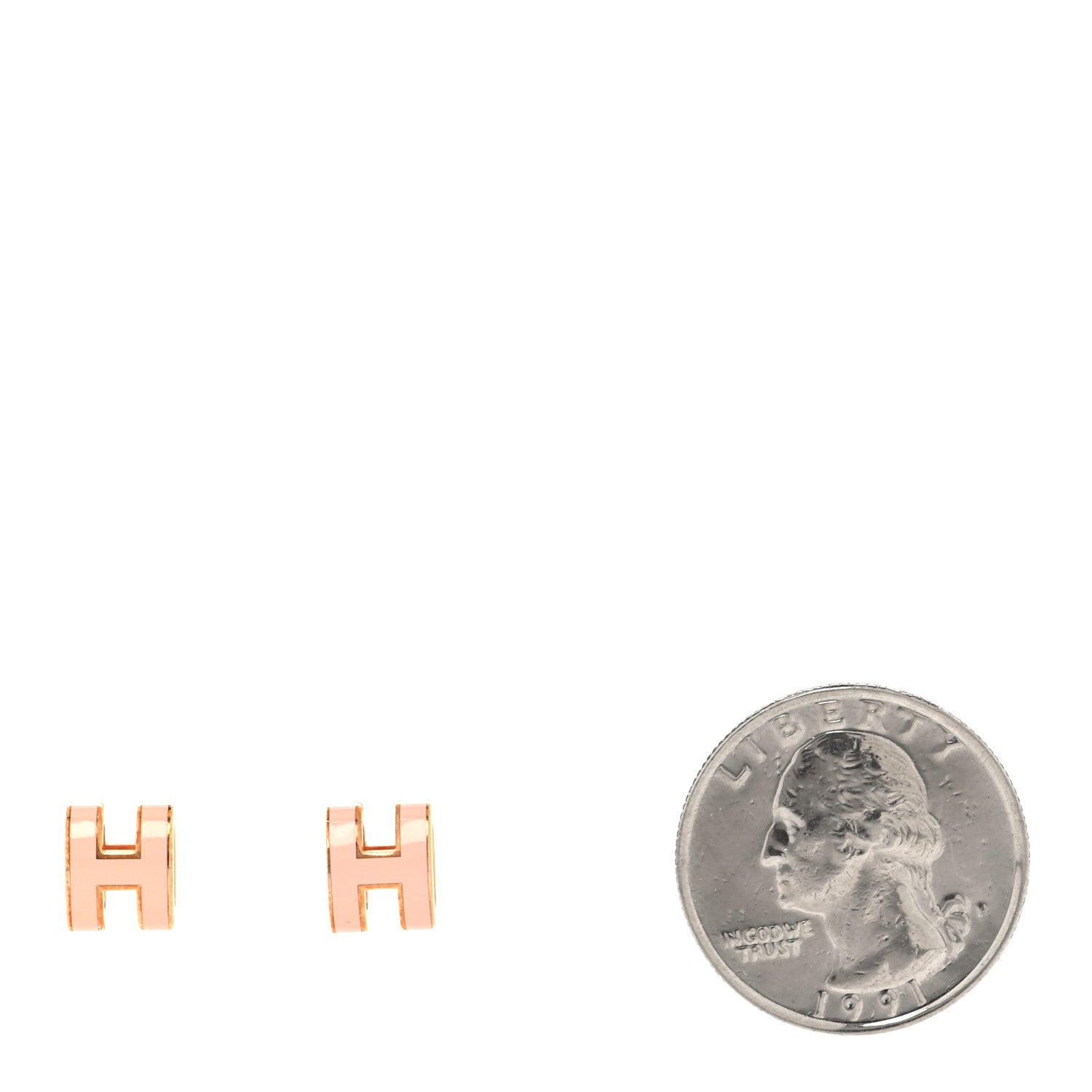 Hermes Rose Gold Lacquered Mini Pop H Earrings Rose Dragee 2 of 6