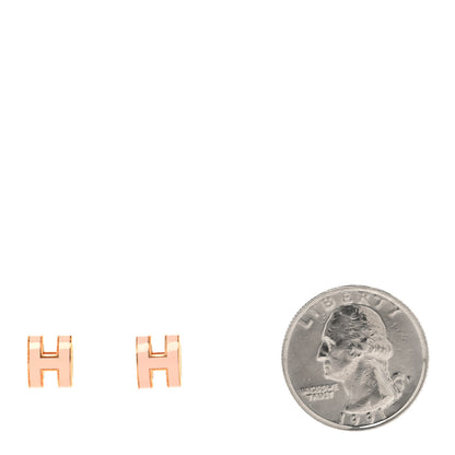 Hermes Rose Gold Lacquered Mini Pop H Earrings Rose Dragee 2 of 6
