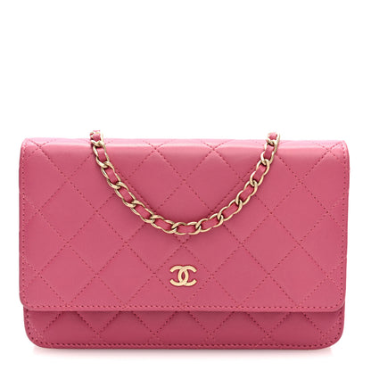 Chanel Lambskin Quilted Wallet On Chain WOC Pink 8 of 10