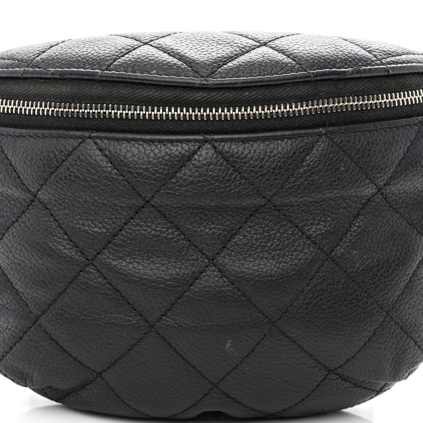 Grained Calfskin Quilted Waist Belt Bag Black