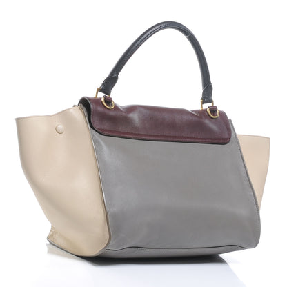 Celine Calfskin Tri-Color Trapeze Burgundy 3 of 7