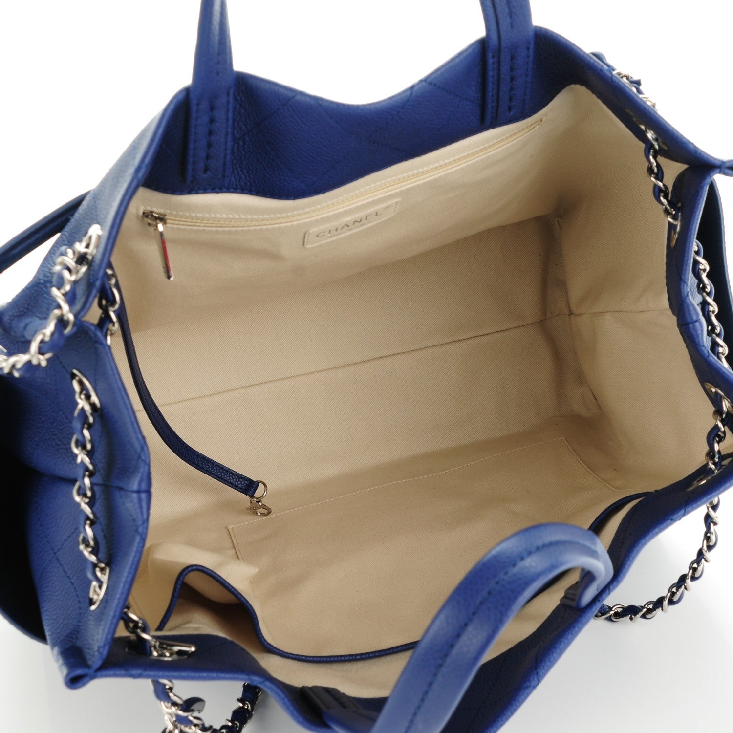 Chanel Grained Calfskin CC Pocket Tote Navy Blue 5 of 7