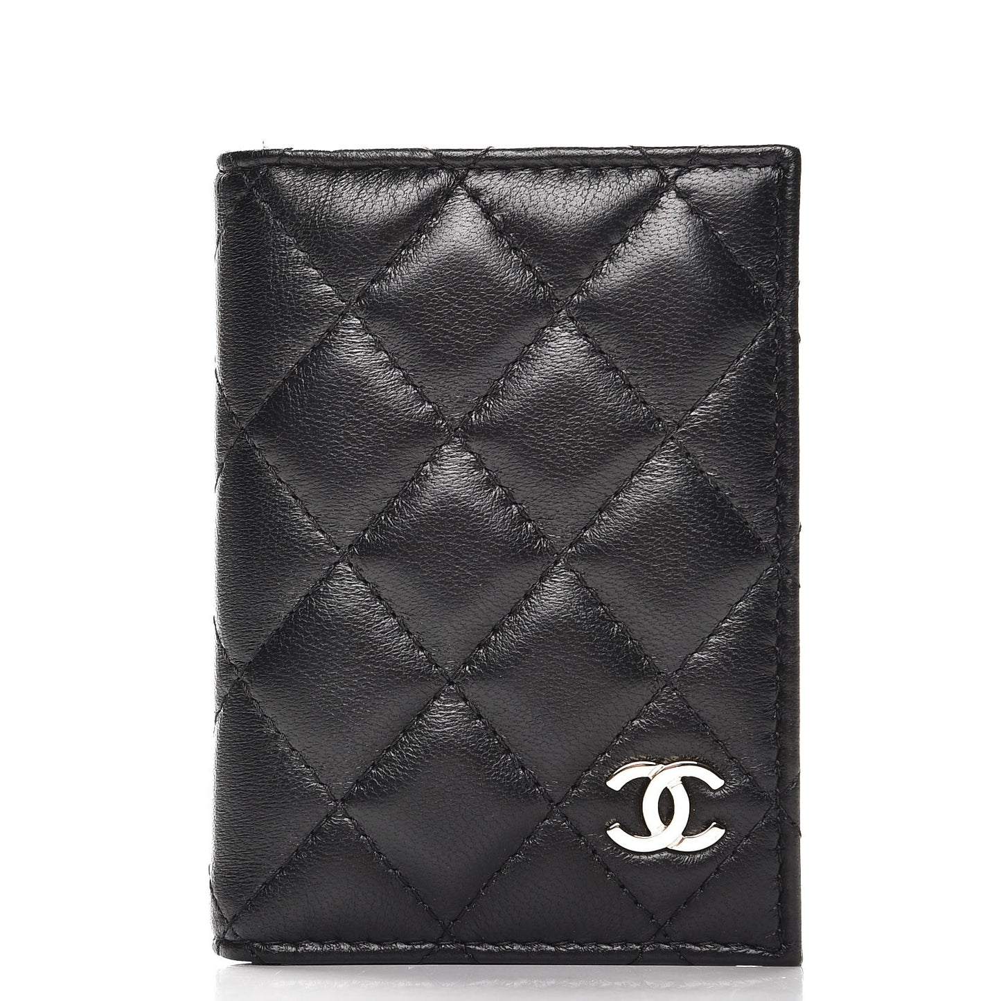 Lambskin Quilted Card Holder Wallet Black