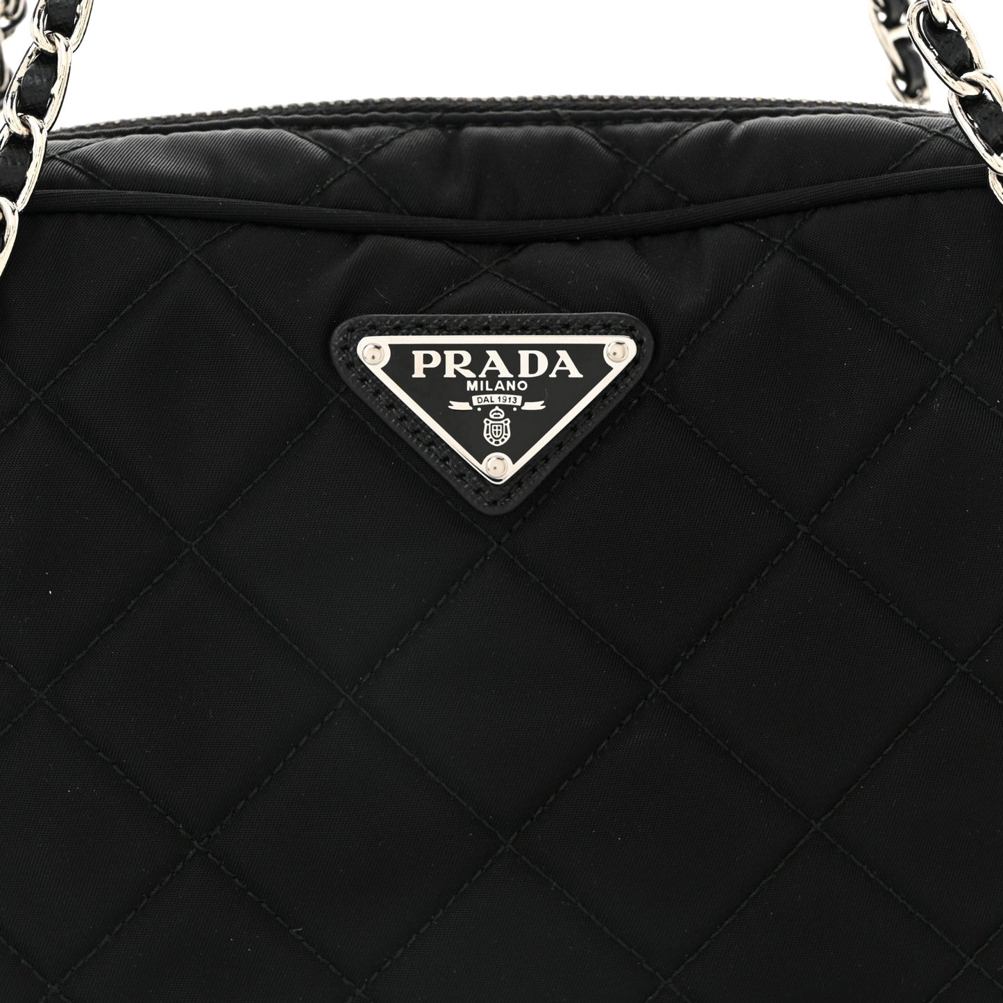 Nylon Tessuto Impuntu Quilted Bandoliera Crossbody Bag Black