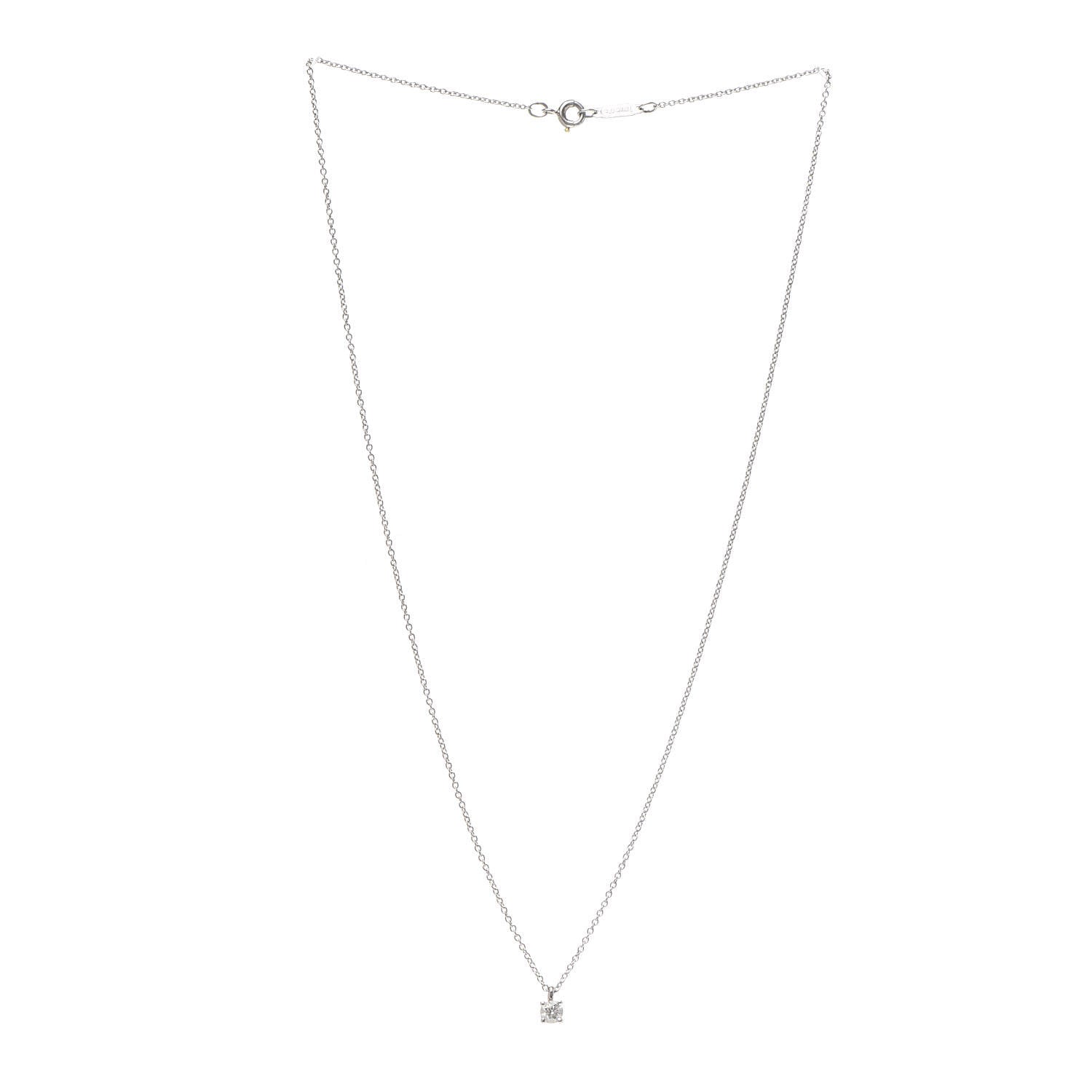 Tiffany Platinum Diamond .17ct Solitaire Pendant Necklace 3 of 5