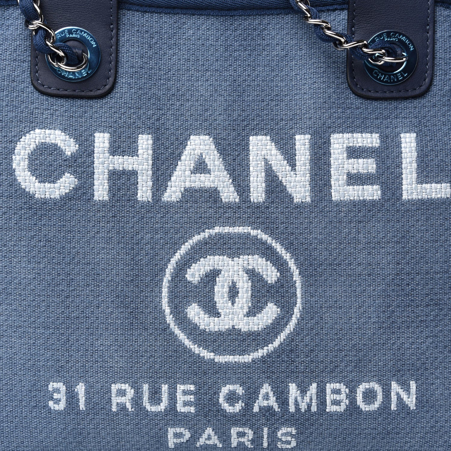 Chanel Denim Deauville Bowling Bag Blue 10 of 11