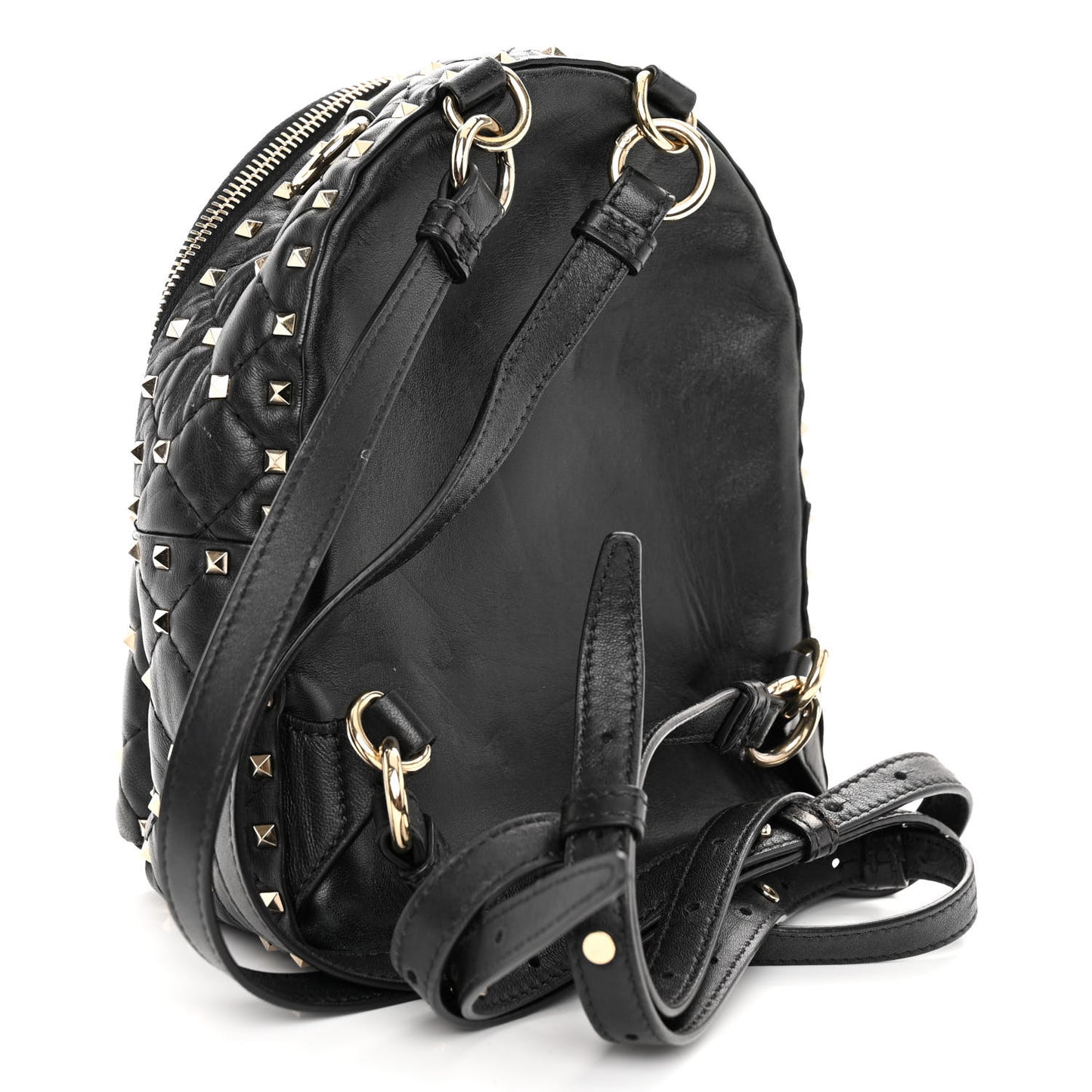 Lambskin VLTN Print Quilted Mini Rockstud Spike Backpack Black