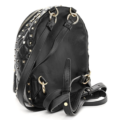 Valentino Garavani Lambskin VLTN Print Quilted Mini Rockstud Spike Backpack Black 3 of 16