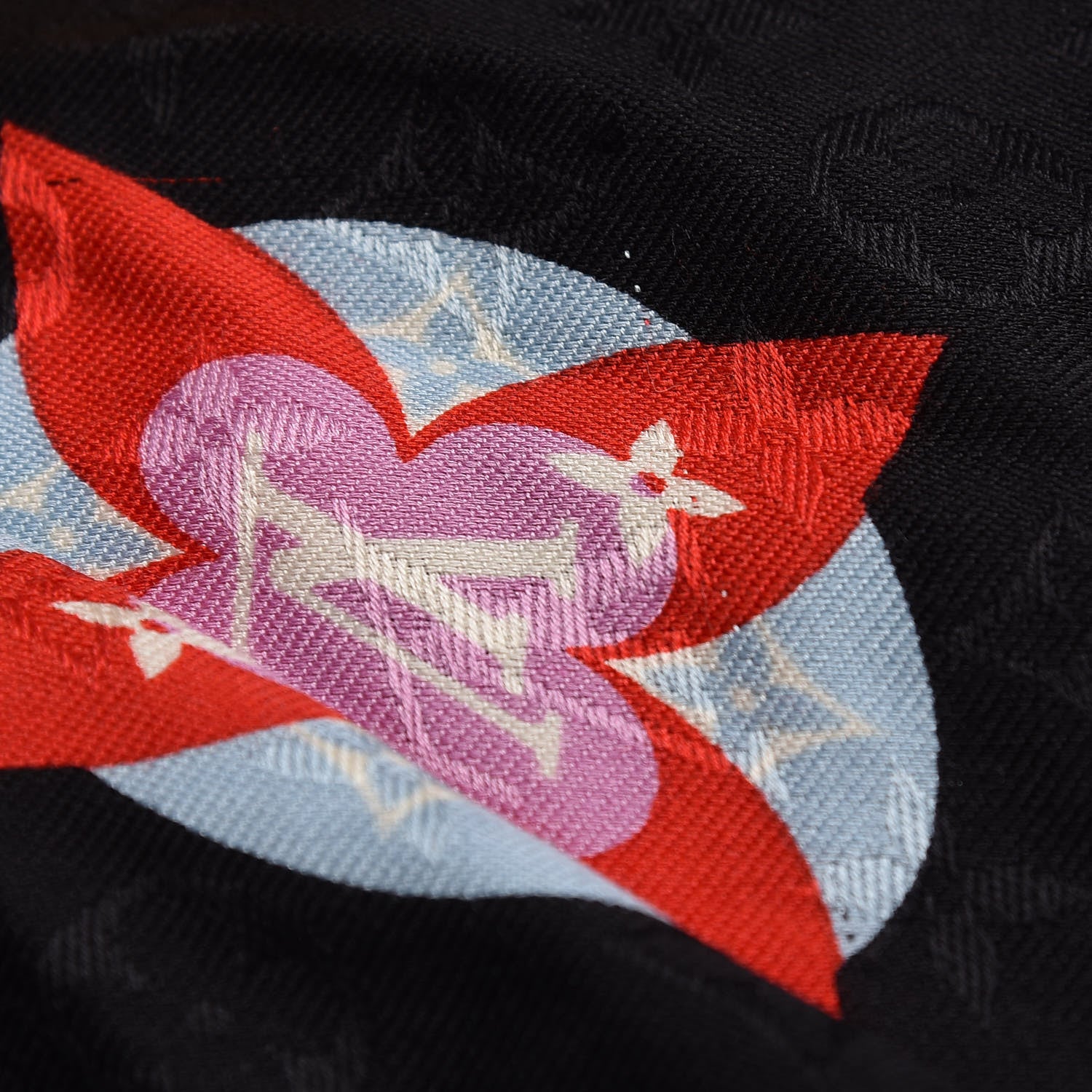 Louis Vuitton Silk Wool Monogram LV Stories Shawl Black 6 of 6