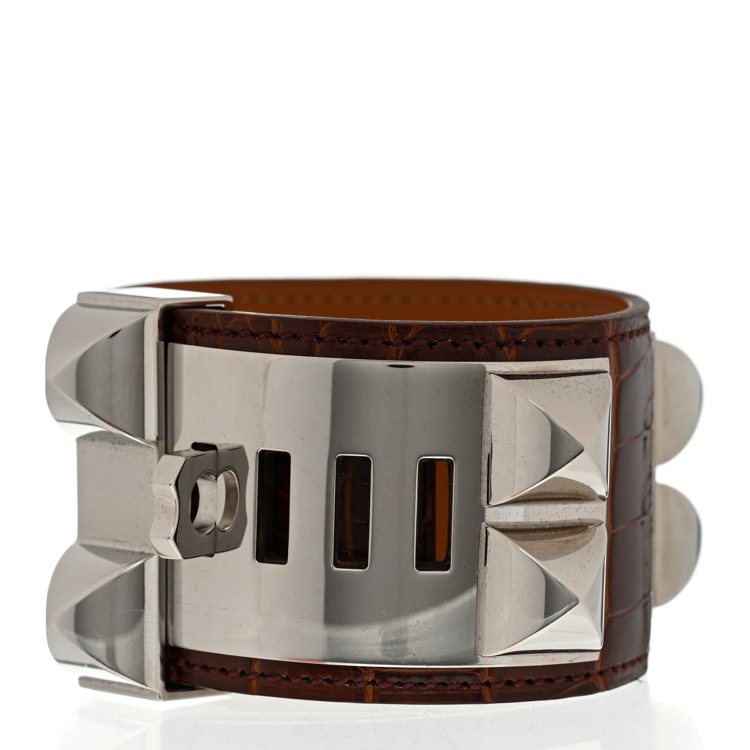Hermes Shiny Alligator Collier De Chien CDC S Bracelet Miel 3 of 7