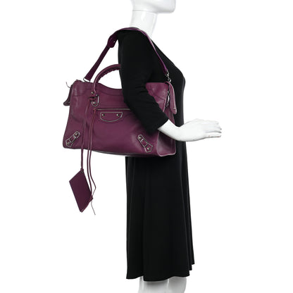 Balenciaga Chevre Silver Metallic Edge Hardware City Violet Prune 2 of 12
