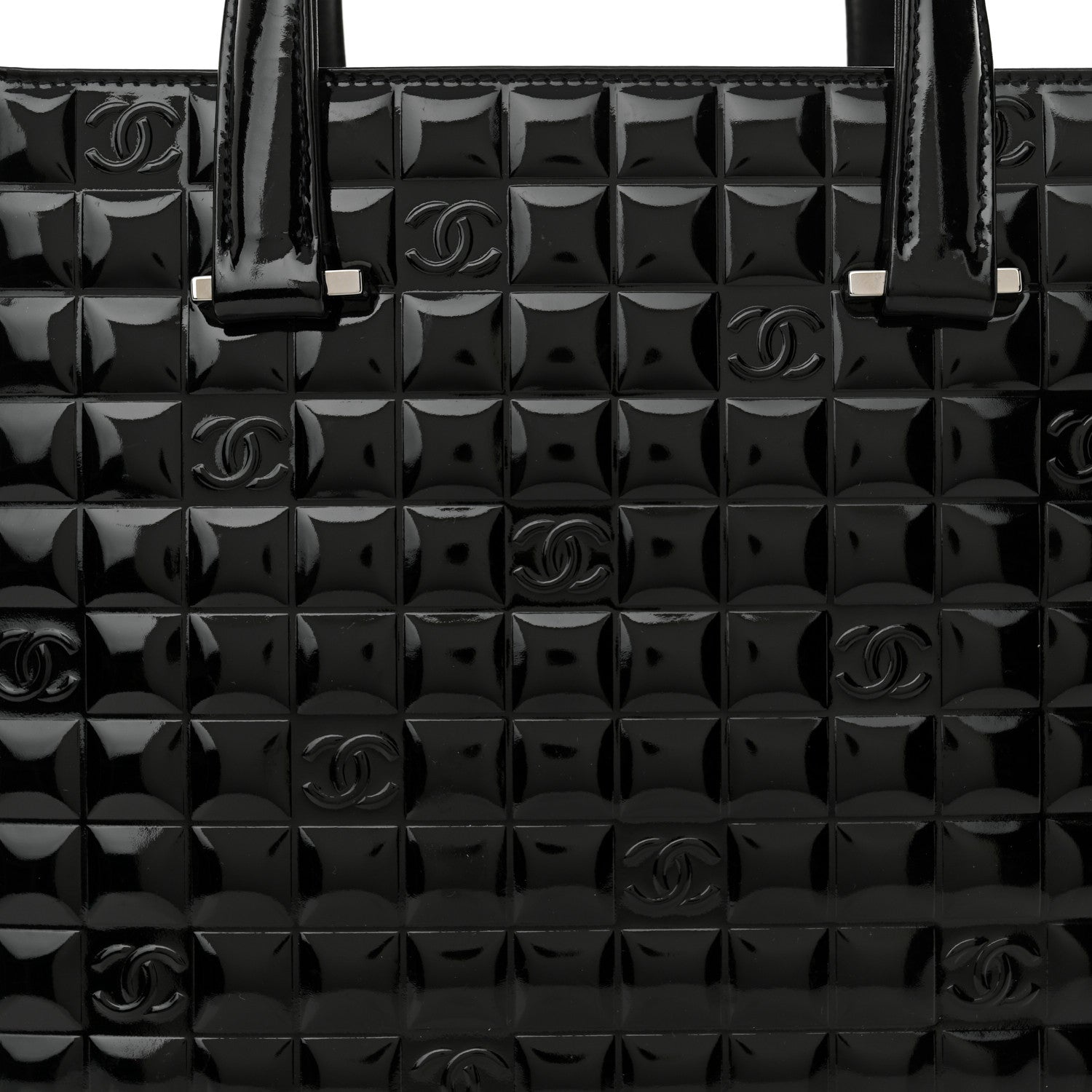 Chanel Patent Chocolate Bar Quilted Tote Black 8 of 11