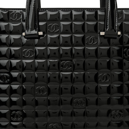 Chanel Patent Chocolate Bar Quilted Tote Black 8 of 11