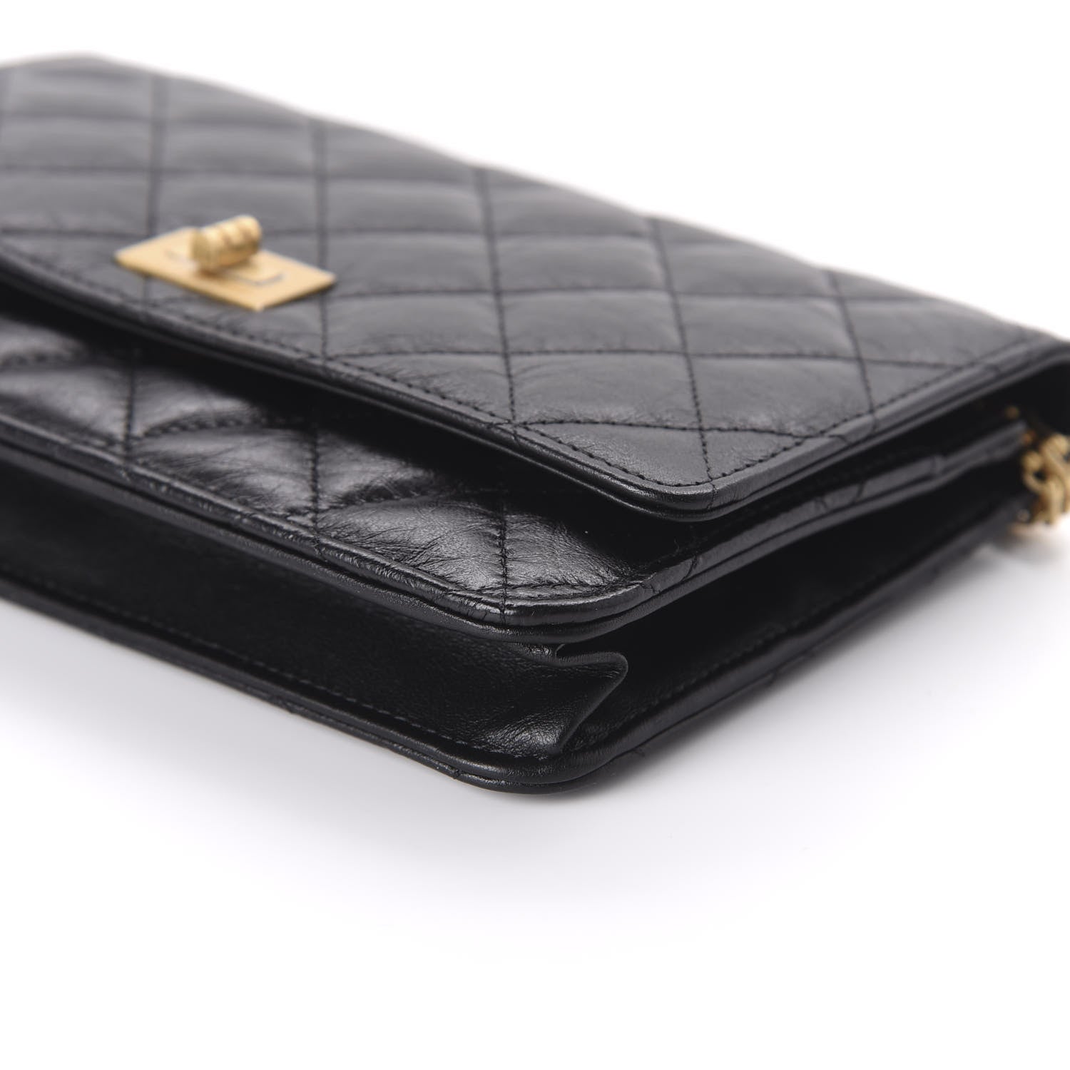 Chanel Aged Calfskin Quilted Reissue Wallet On Chain WOC Black 7 of 12