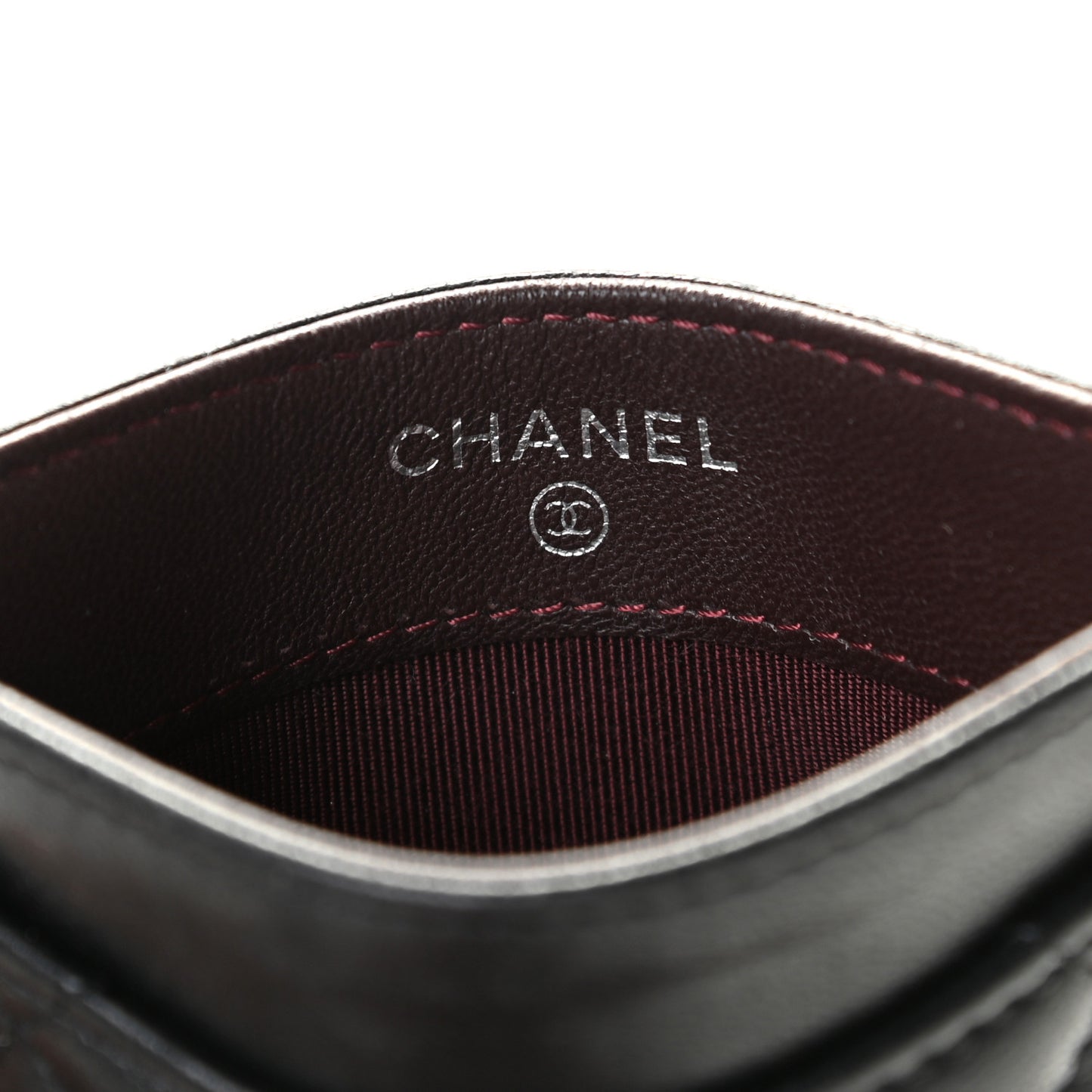 Lambskin Quilted Card Holder Black