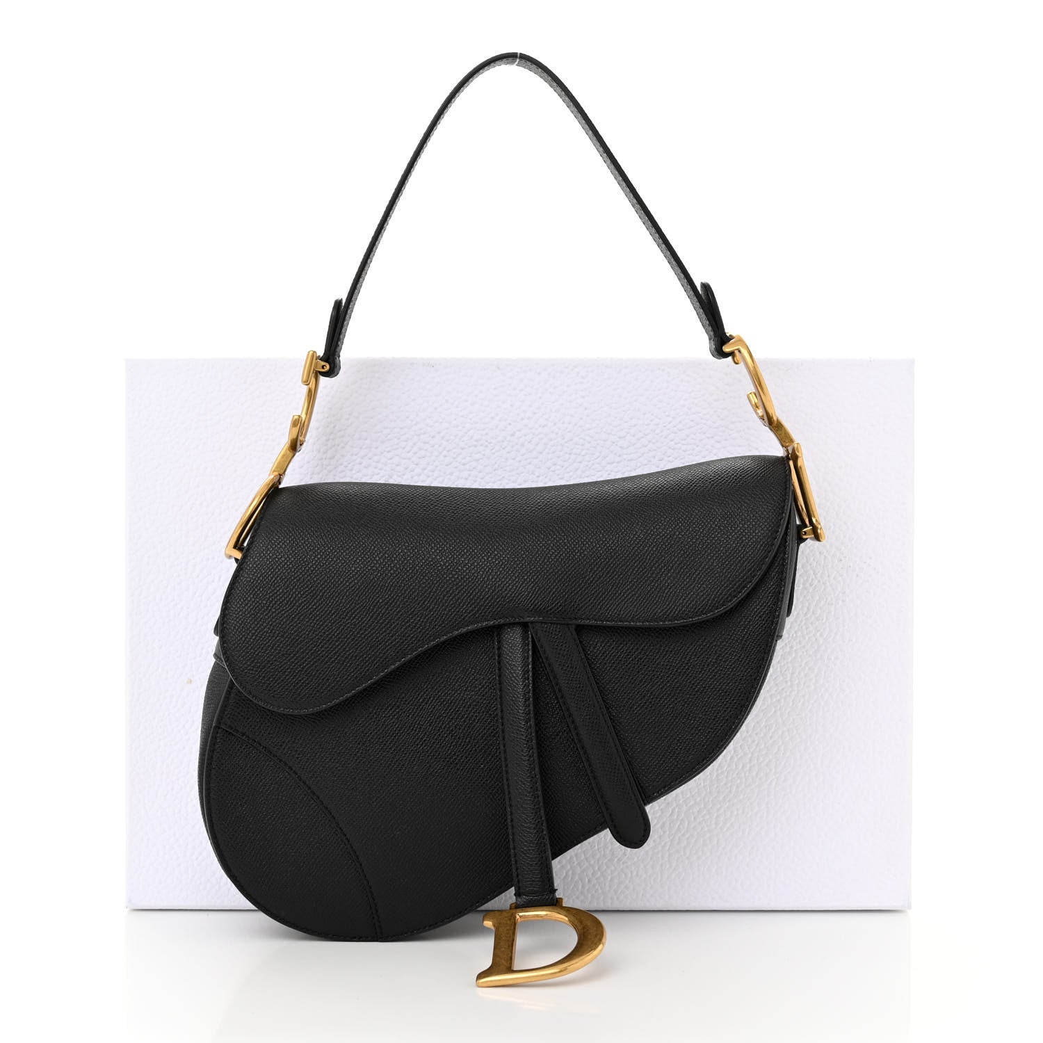 Christian Dior Grained Calfskin Saddle Bag Black 13 of 13