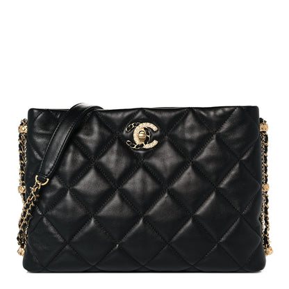 Chanel Lambskin Quilted Crush on Chains Hobo Black 1 of 9