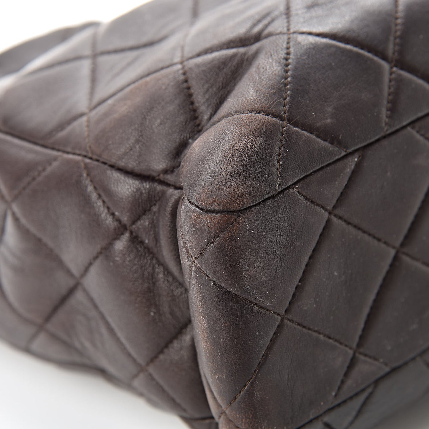 Lambskin Quilted Tote Brown