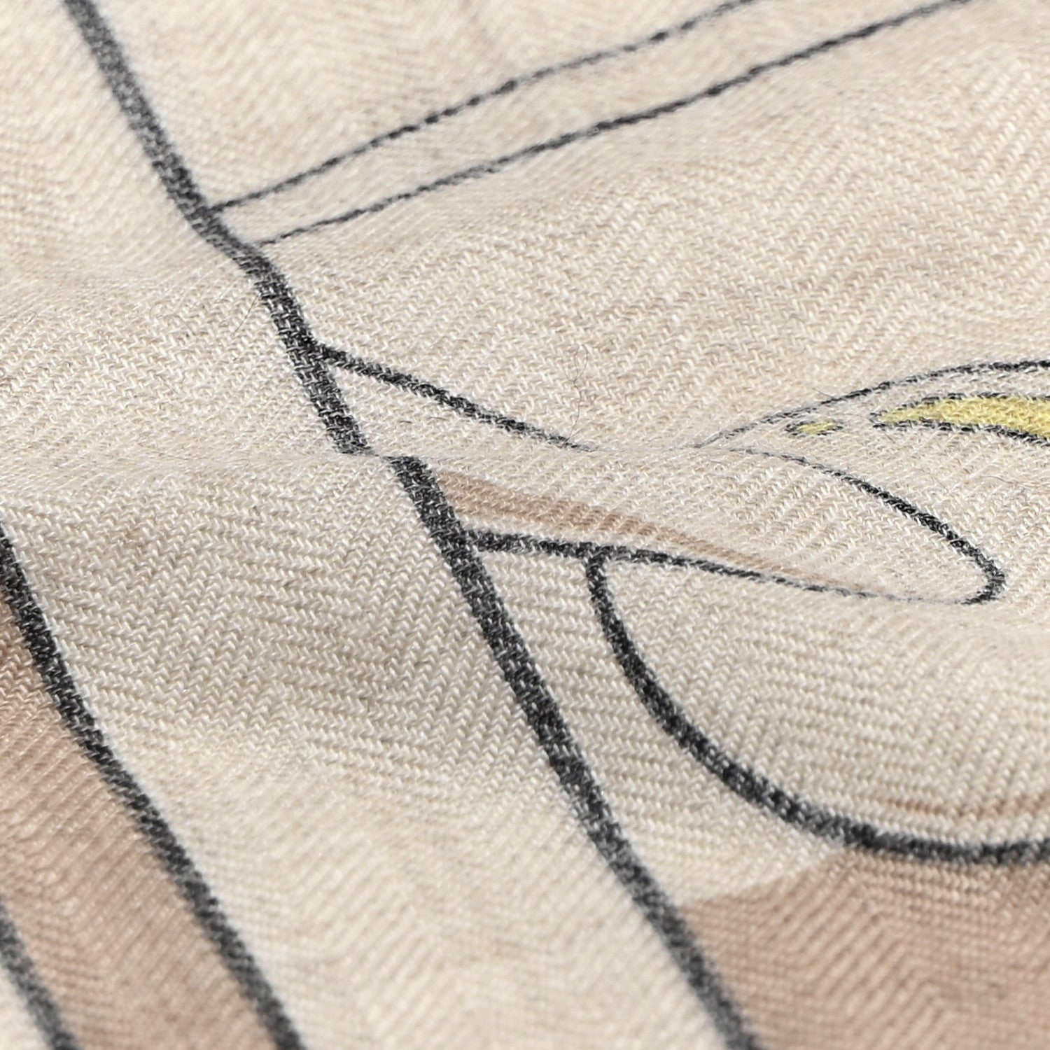 Hermes Cashmere Silk Locomotion Shawl 140 Naturel Vert Jaune 17 of 18