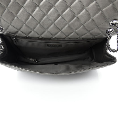 Chanel Metallic Calfskin Quilted Small XXL Travel Flap Bag Dark Silver 5 of 10