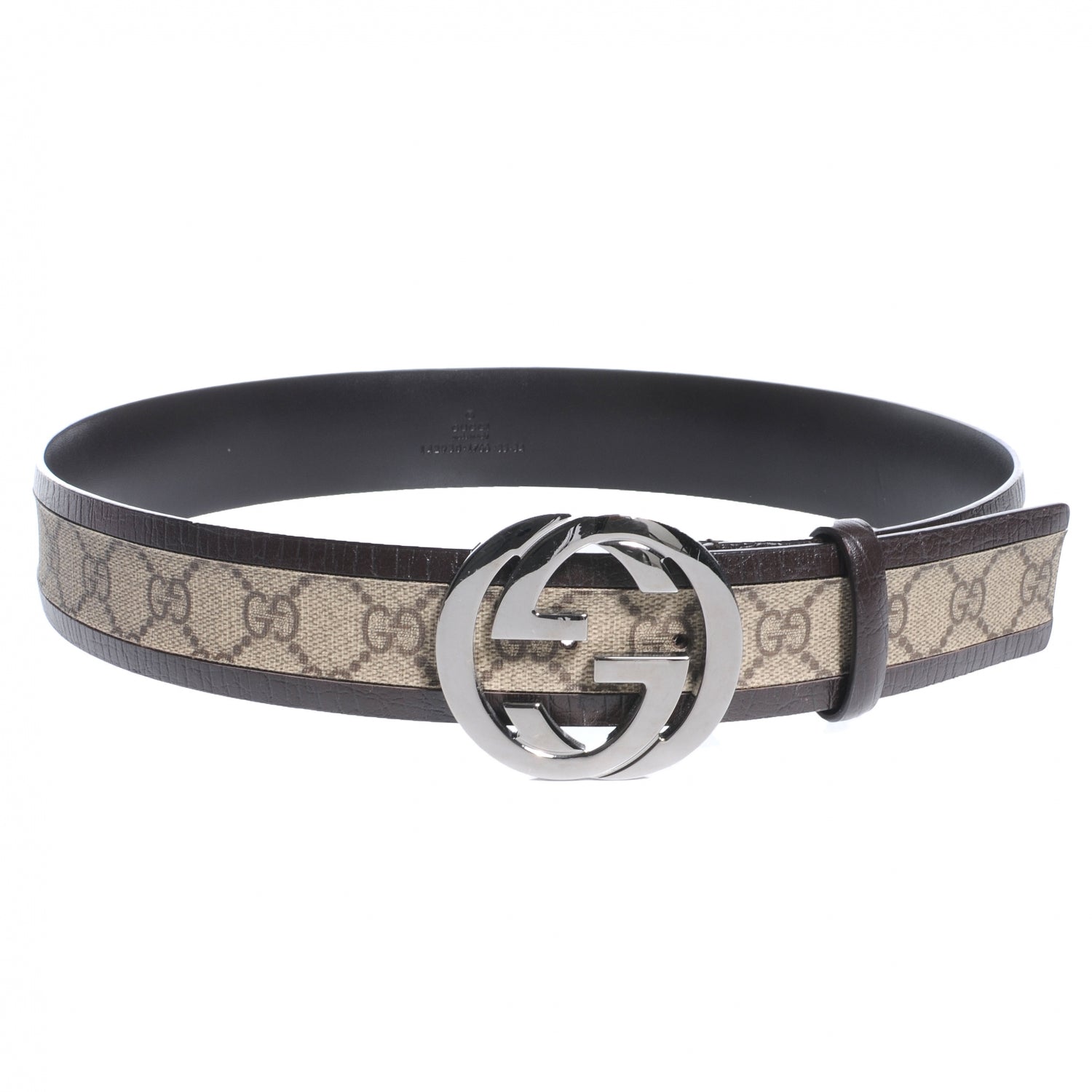 Gucci GG Supreme Monogram Niagara Lux Calfskin Interlocking G 40mm Belt 85 34 Beige Ebony Cocoa 1 of 5