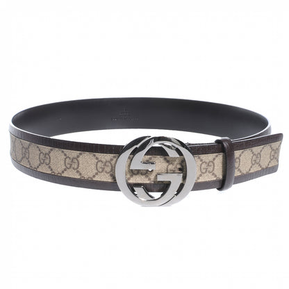 Gucci GG Supreme Monogram Niagara Lux Calfskin Interlocking G 40mm Belt 85 34 Beige Ebony Cocoa 1 of 5