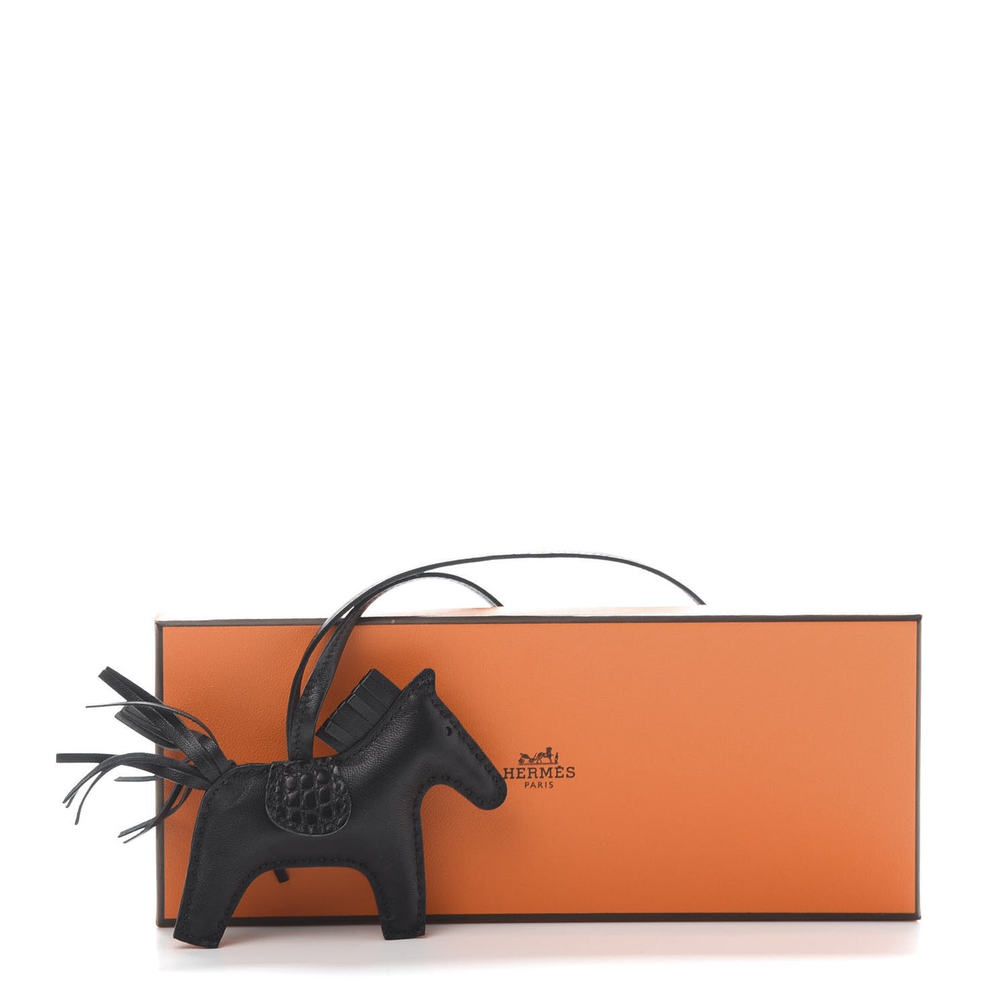 Milo Lambskin Matte Alligator Touch Grigri Rodeo Horse Bag Charm PM So Black