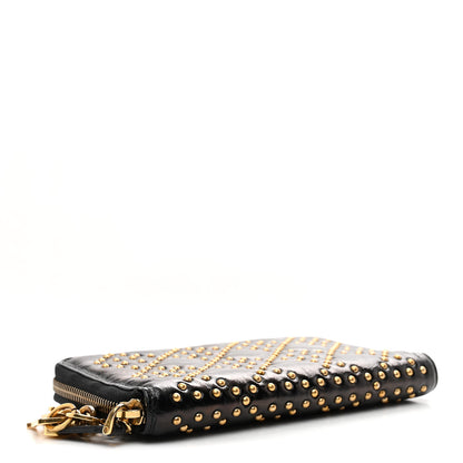 Christian Dior Patent Studded Supple Lady Dior Zip Wallet Black 4 of 7