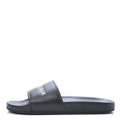 Balenciaga Nappa Logo Pool Slide Sandals 42 Black White 1 of 10