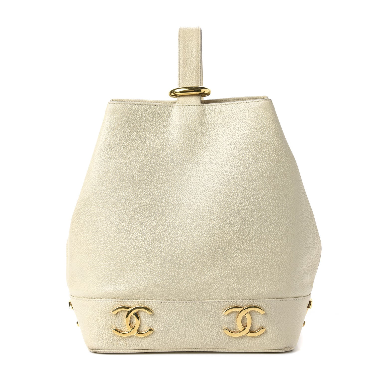 Chanel Caviar CC Bucket Shoulder Bag White 1 of 12