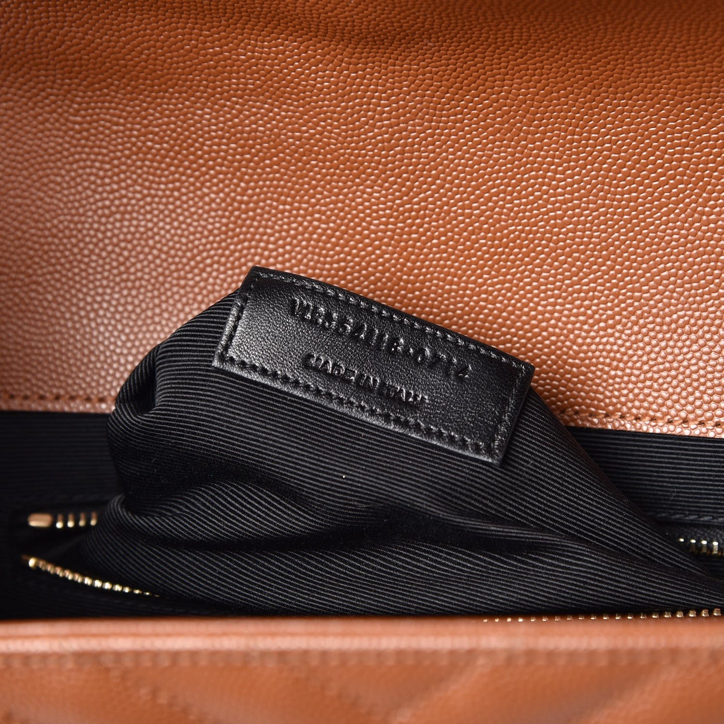 Grain De Poudre Matelasse Chevron Large Monogram Satchel Brown