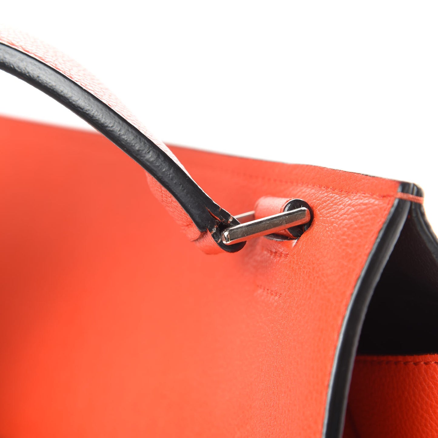 Grained Calfskin Medium Edge Shoulder Bag Vermillion