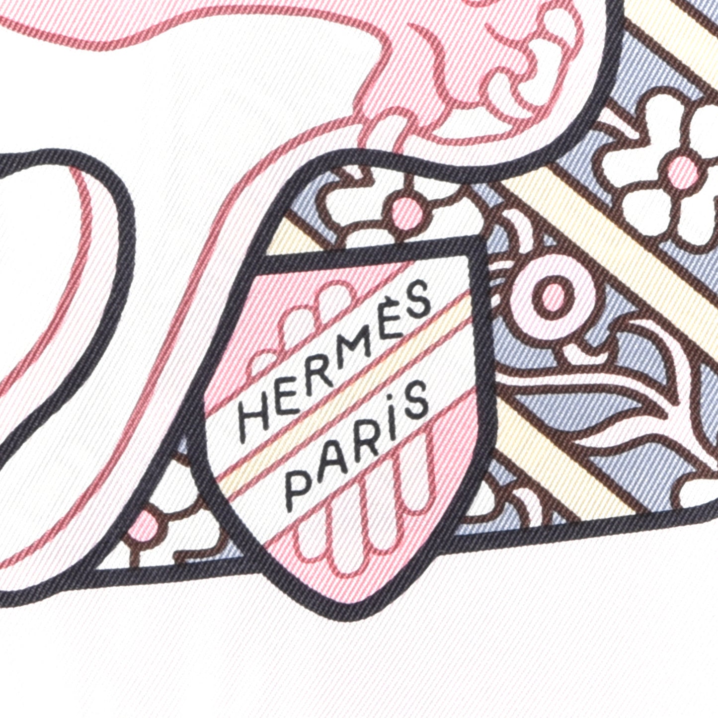 Silk Carre Duels Oniriques Scarf 90 Rose Pale Gris Jaune