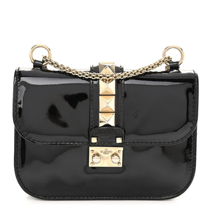 Valentino Garavani Patent Small Glam Lock Rockstud Flap Black 1 of 12
