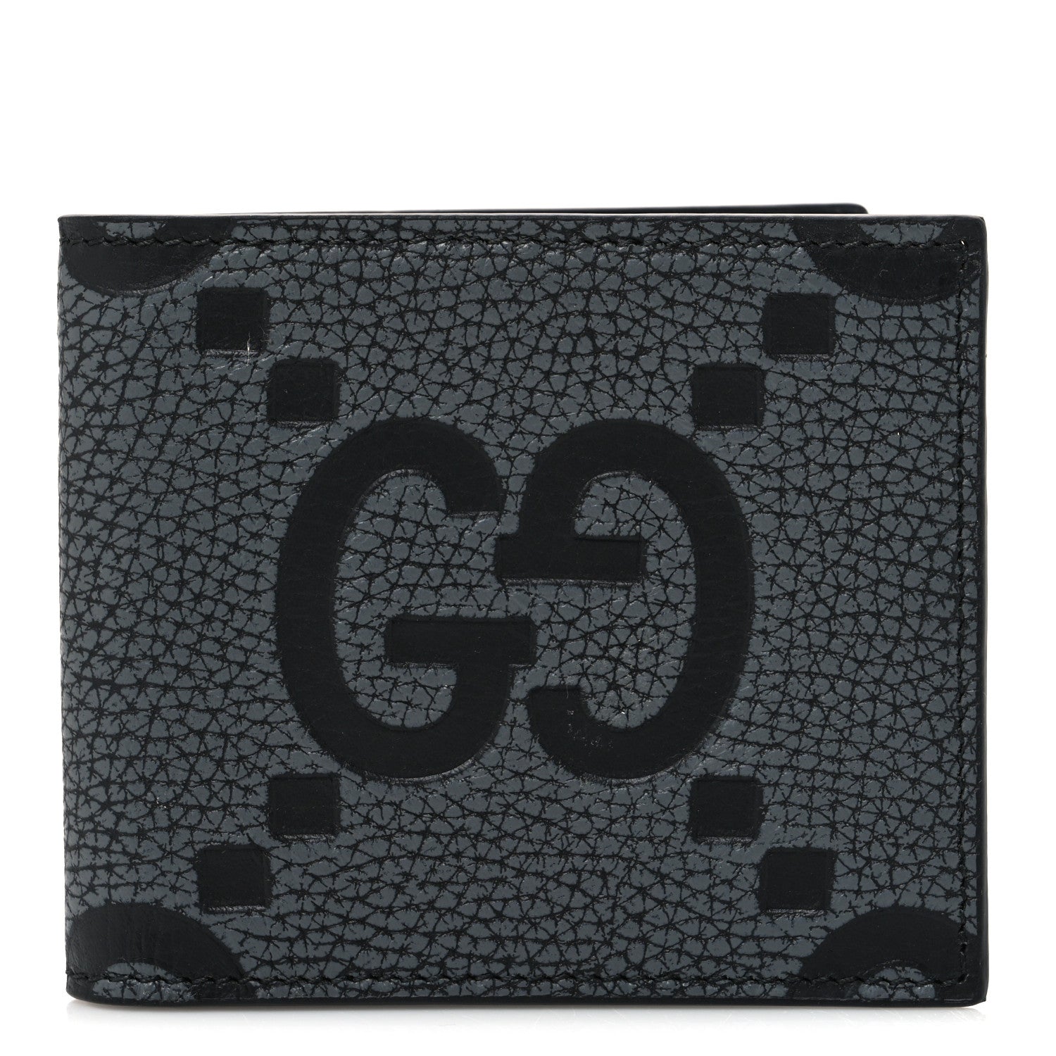 Gucci Piuma Calfskin Jumbo GG Embossed Wallet Dark Grey Black 1 of 7
